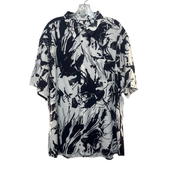 Cofandy Button Front Shirt Mens 3XL Black White New Abstract Print - Picture 1 of 9